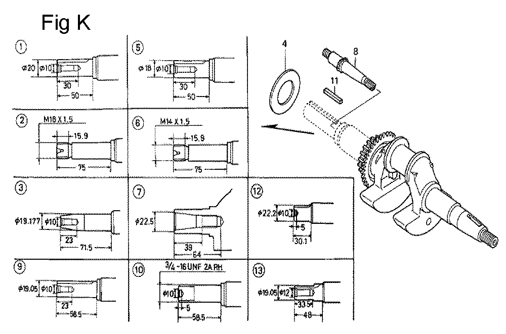 Fig-11 Diagram and Parts List for GC160 Type QHU1 Honda Engine