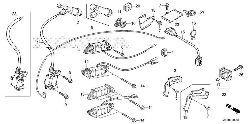Ignition Coil (1) Diagram and Parts List for GX390UT2 (Type  LX2/A)(GCBCT-3000001 - 3485996) Honda Engine