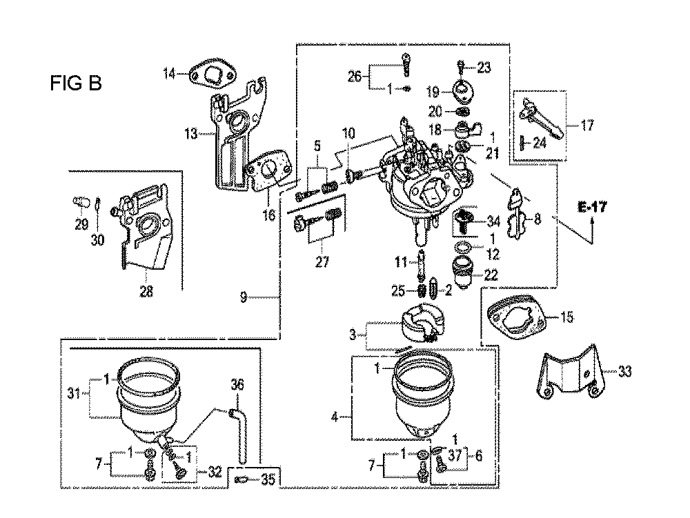 Fig-2 Diagram and Parts List for GX120T1 Type QH26 Honda Engine