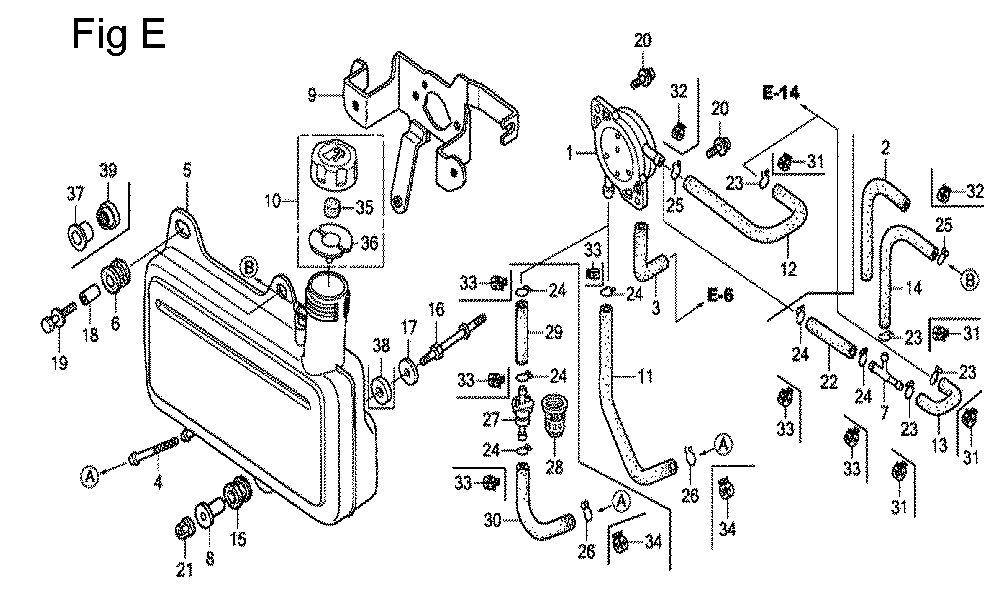 Fig-5 Diagram and Parts List for GC135 Type QHC Honda Engine