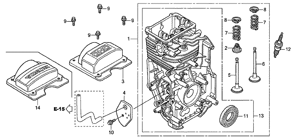Fig-0 Diagram and Parts List for GC160LA Type DHAF Honda Engine