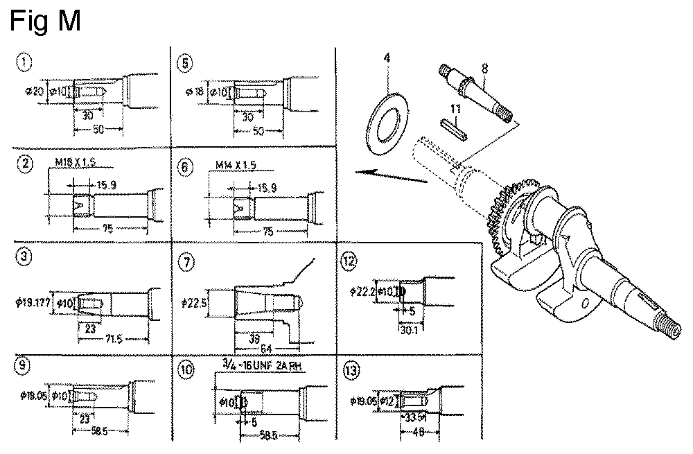 Fig-13 Diagram and Parts List for GC160A Type QHE4 Honda Engine