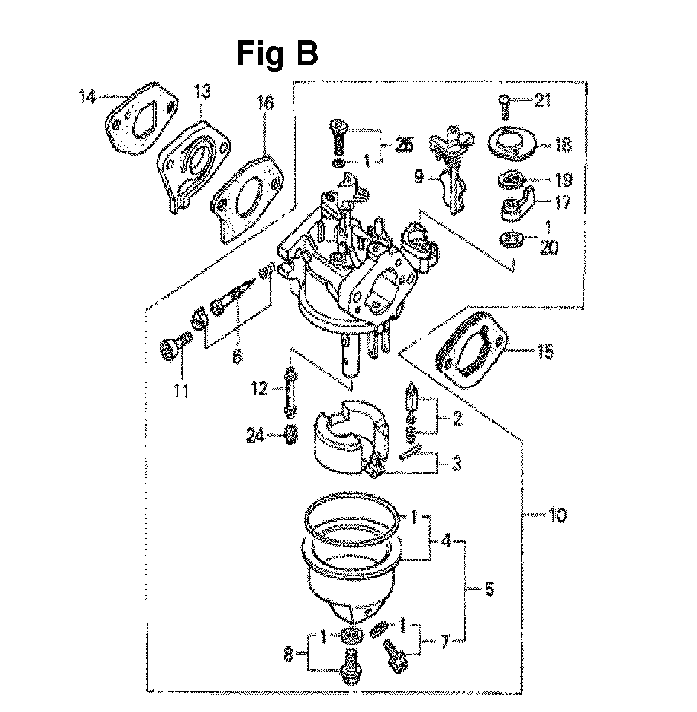 Fig-11 Diagram and Parts List for GXV140 Type MAD Honda Engine