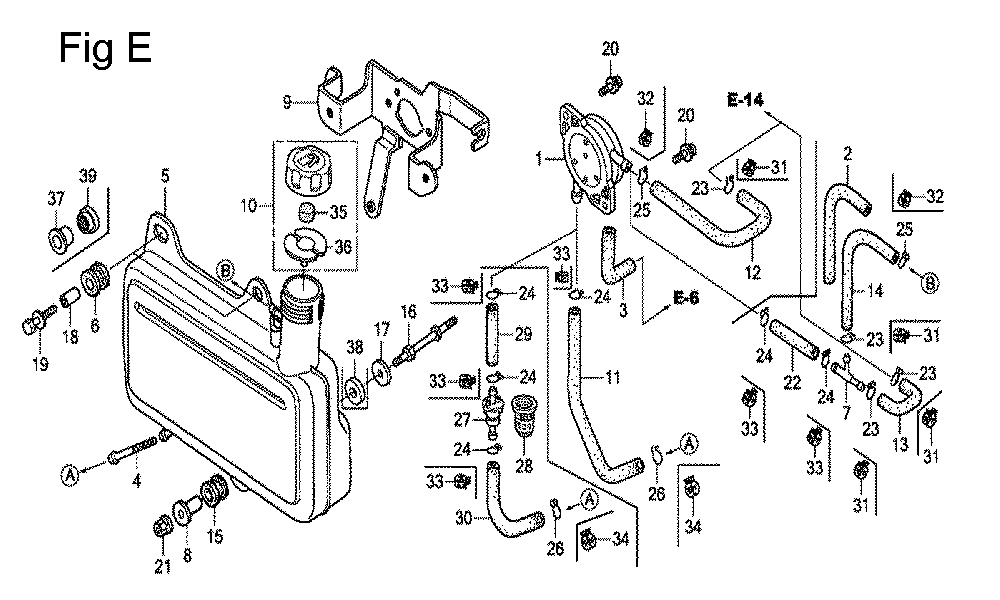 Fig-5 Diagram and Parts List for GC160 Type PXU Honda Engine