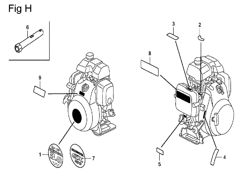 Fig-8 Diagram and Parts List for GX100U Type KRB Honda Engine