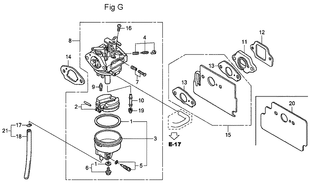 Fig-7 Diagram and Parts List for GC160LA Type QHG Honda Engine