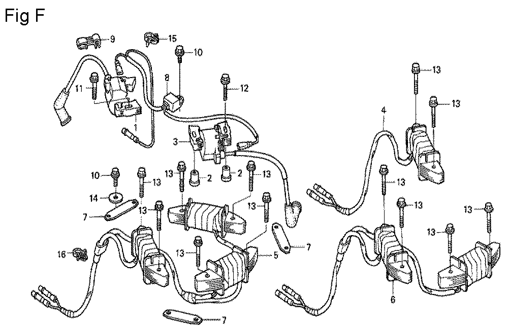 Fig-6 Diagram and Parts List for GCV530 Type DXA1 Honda Engine