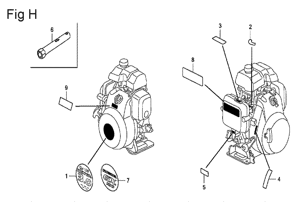 Fig-8 Diagram and Parts List for GX100U Type SE Honda Engine