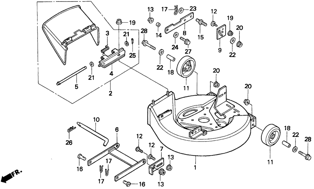 Cutter Housing Diagram and Parts List for H1011R (Type  SA)(MZAW-6000001 - 6100000) Honda Lawn Mower