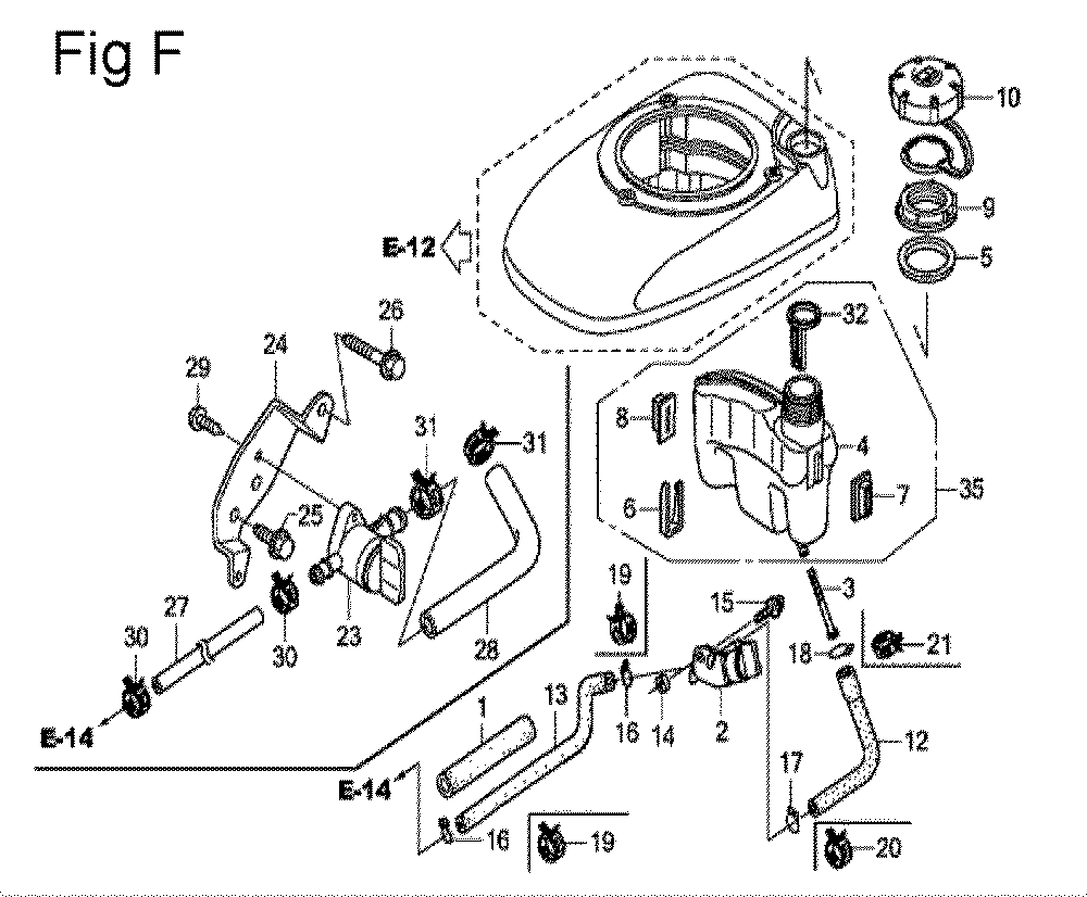 Fig-6 Diagram and Parts List for GSV190LA Type S3T Honda Engine