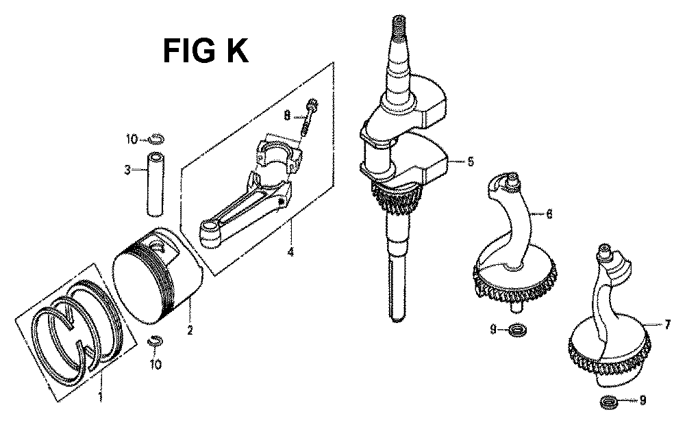 Fig-7 Diagram and Parts List for GXV340K2 Type DAP6 Honda Engine