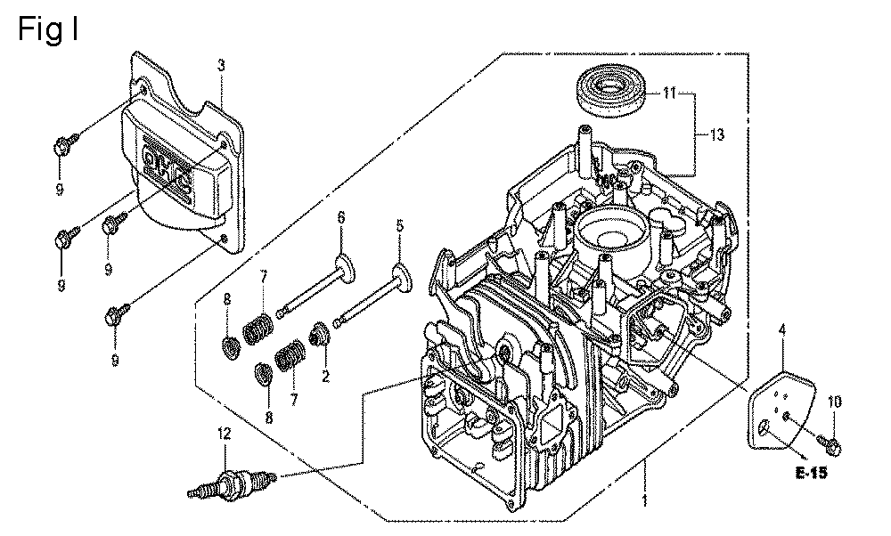 Fig-9 Diagram and Parts List for GCV135 Type N7E2 Honda Engine