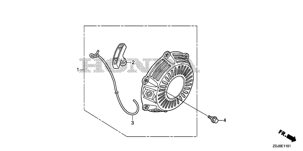 Recoil Starter (2) Diagram and Parts List for GXR120UT (Type QER)(GCCDT-2000001-9999999) Honda Engine
