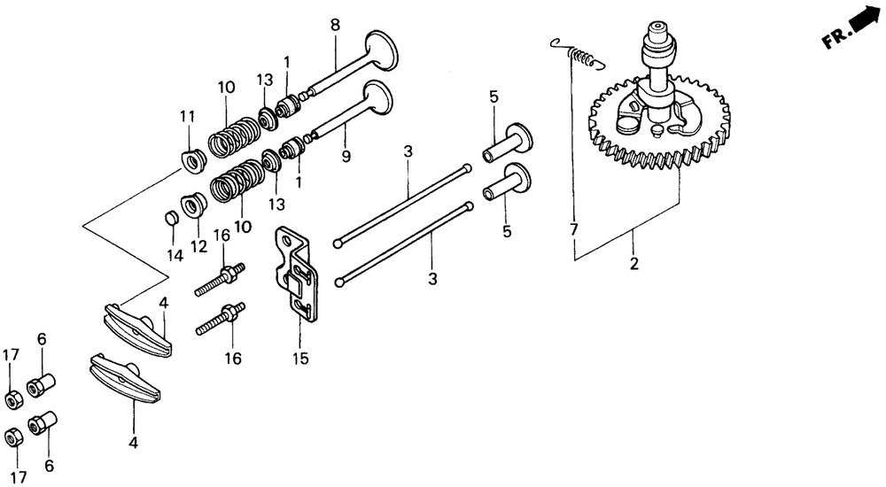 Camshaft-Valve Diagram and Parts List for H1011R (Type  SA)(MZAW-6000001 - 6100000) Honda Lawn Mower