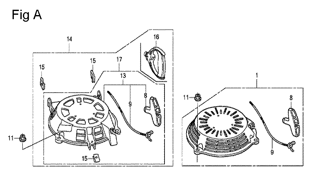 Fig-1 Diagram and Parts List for GCV160A Type N5R Honda Engine