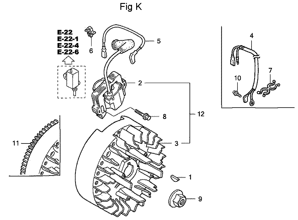Fig-11 Diagram and Parts List for GC190A Type QHA2 Honda Engine