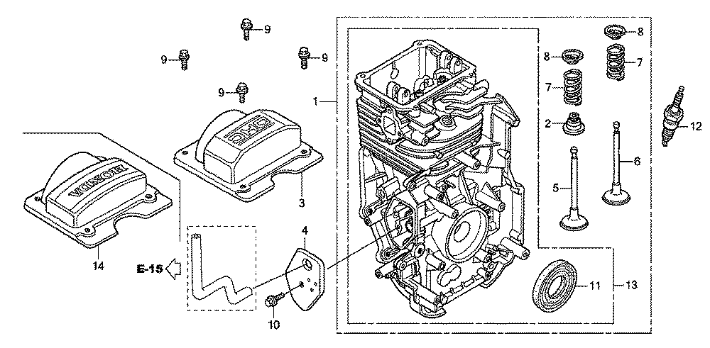 Fig-0 Diagram and Parts List for GC160LA Type QHC Honda Engine