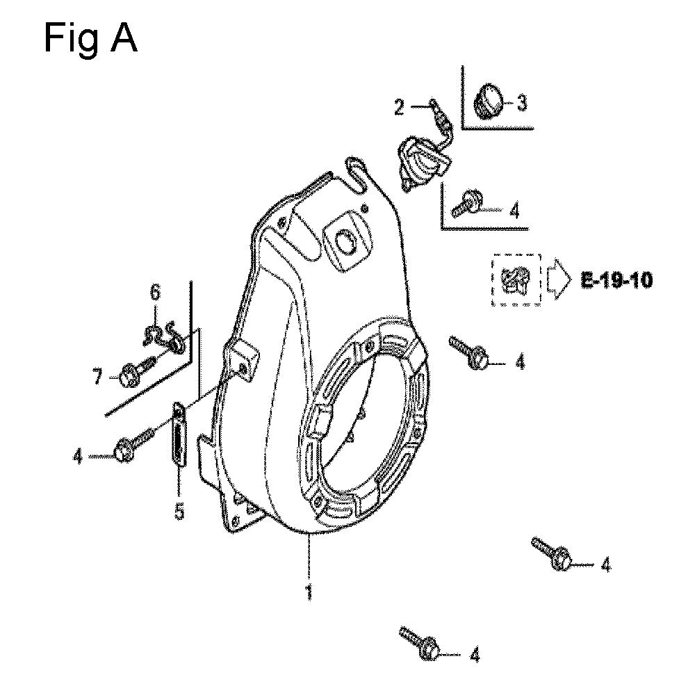 Fig-1 Diagram and Parts List for GX100U Type KRB4 Honda Engine