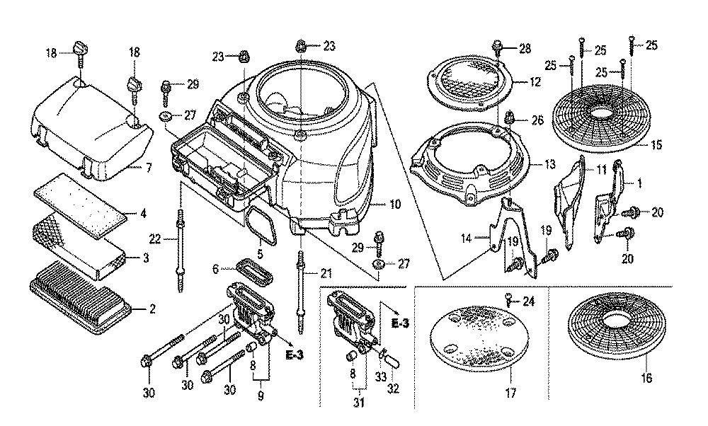 Fig-0 Diagram and Parts List for GXV530U Type UXE3 Honda Engine