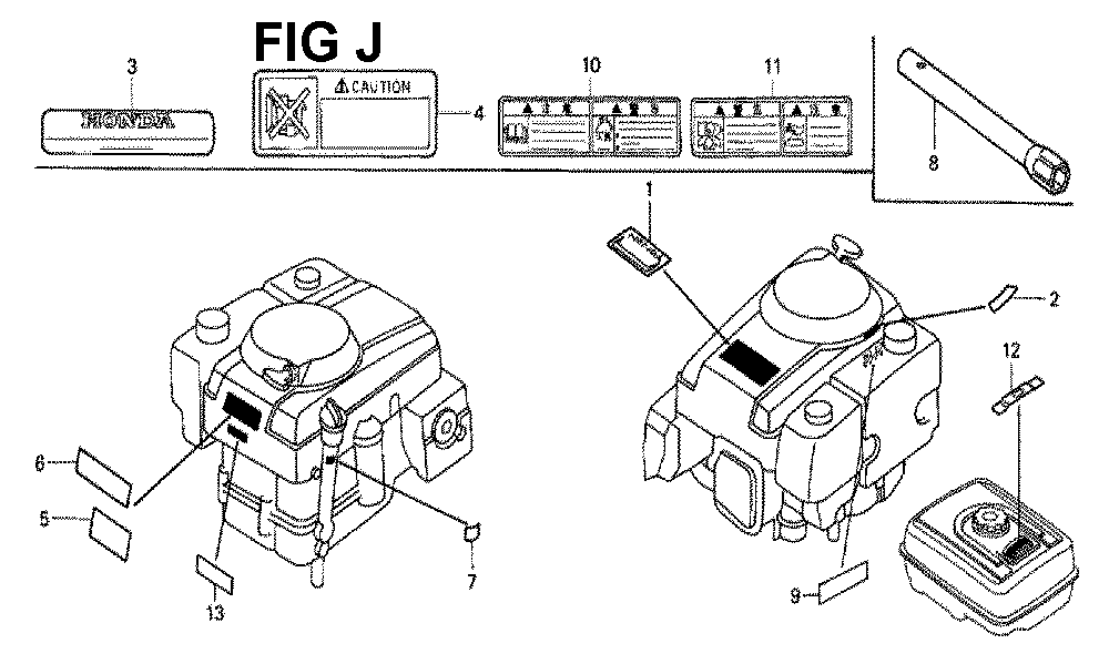Fig-11 Diagram and Parts List for GXV340K2 Type DNG4 Honda Engine