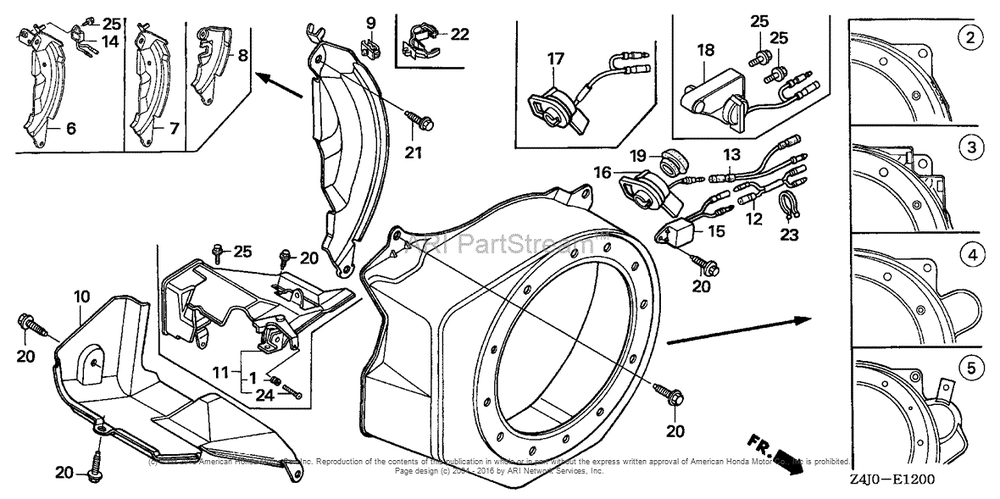 Fan Cover Diagram and Parts List for GX160U1 (typeWKD6)(GCACK-1000001) Honda Engine