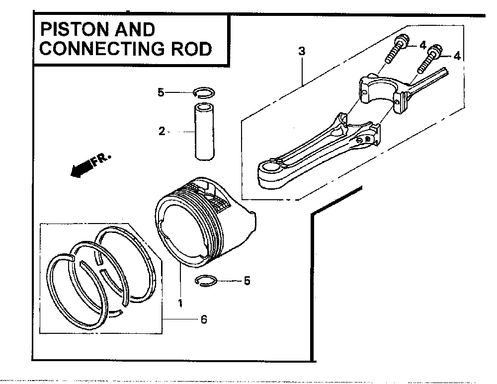 Piston and connecting rod Diagram and Parts List for GCV160-LAOS3A  Honda Engine