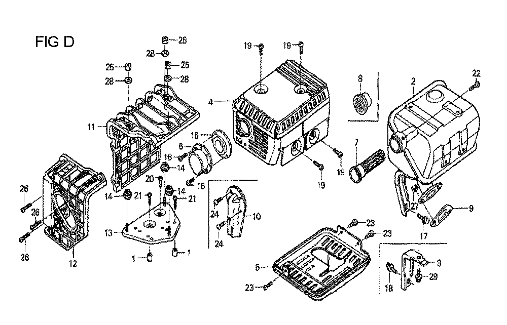 Fig-11 Diagram and Parts List for GX160U1 Type TCS2 Honda Engine