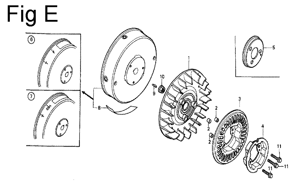 Fig-5 Diagram and Parts List for G100 Type S2X Honda Engine