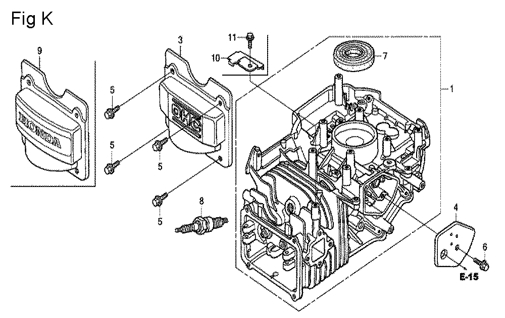 Fig-11 Diagram and Parts List for GCV190A Type R1A Honda Engine