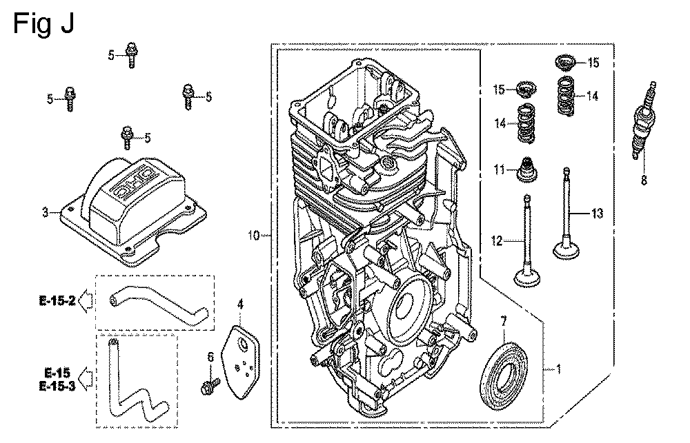 Fig-10 Diagram and Parts List for GC160A Type VXE9 Honda Engine