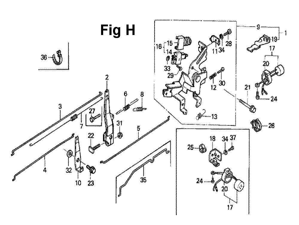 Fig-4 Diagram and Parts List for GXV340 Type DX Honda Engine