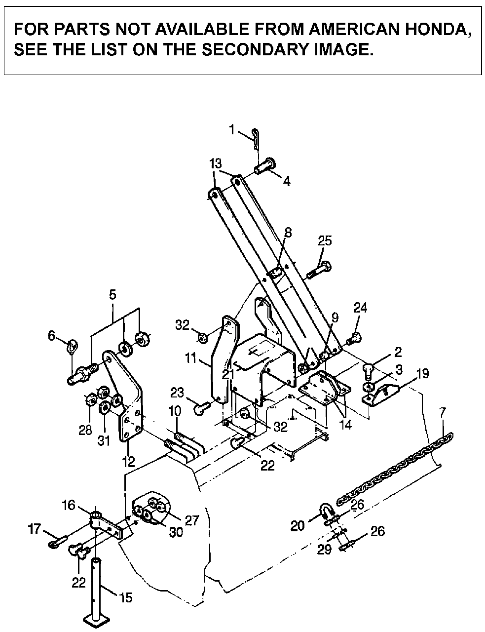 Mast Frame (Tl752a) Diagram and Parts List for TL752 Type  A Honda Lawn Tractor Accessories