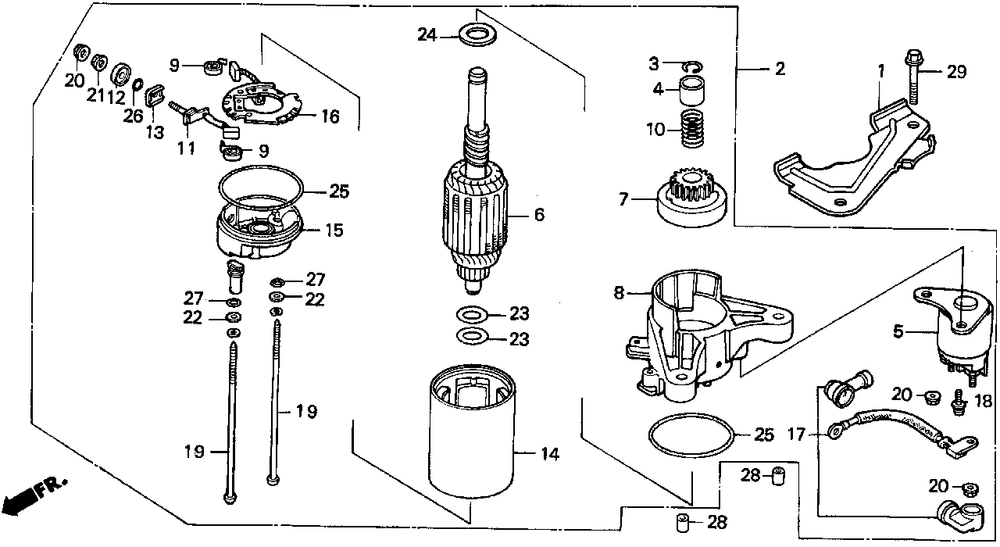 Starter Motor Diagram and Parts List for H3011H (Type  HSA)(MZAJ-6000001 - 9999999) Honda Lawn Mower