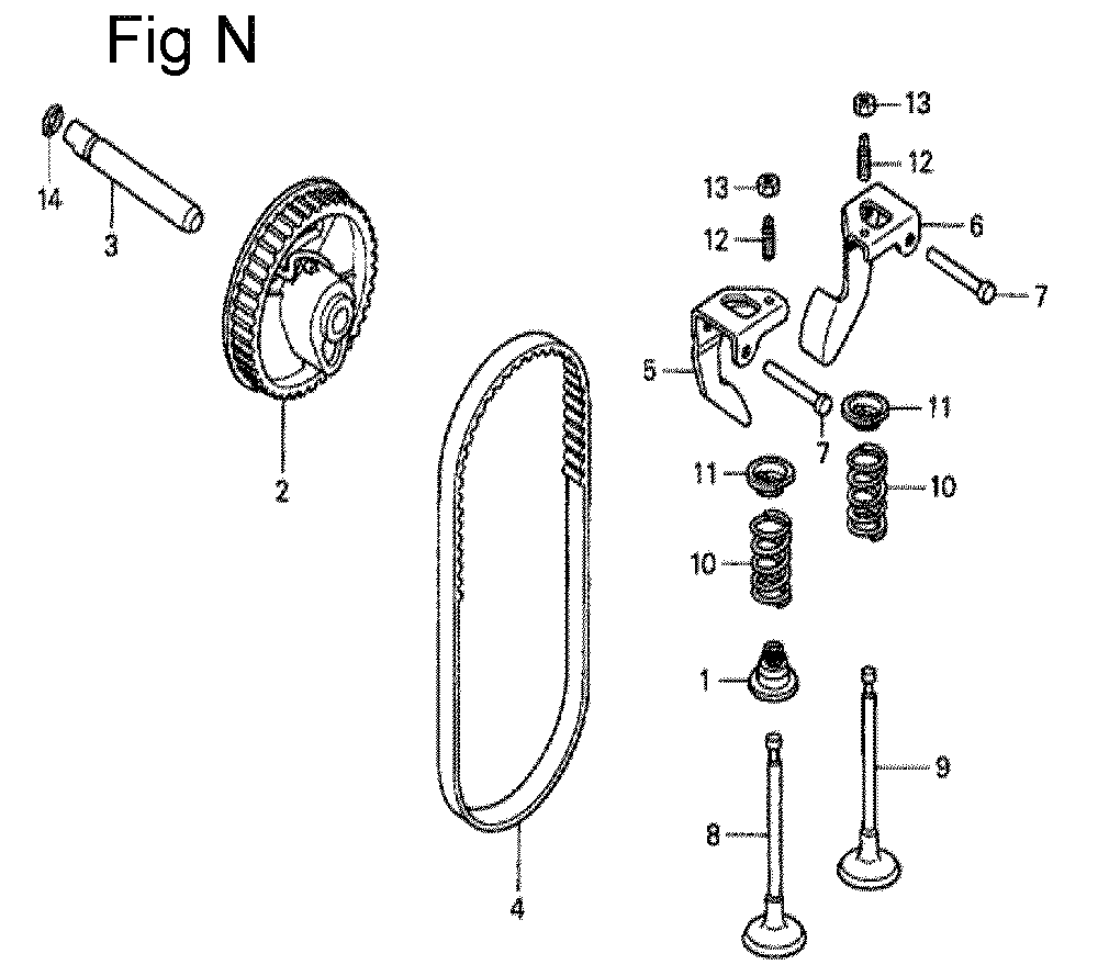 Fig-14 Diagram and Parts List for GC190A Type QHE5 Honda Engine