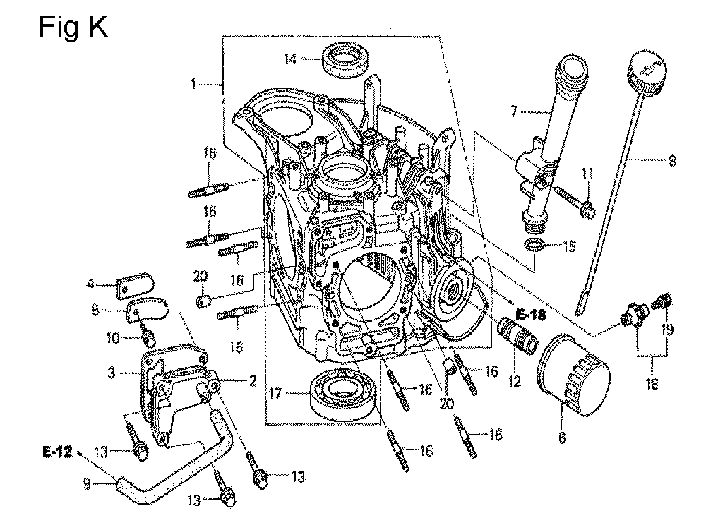 Fig-11 Diagram and Parts List for GCV530 Type QEA1A Honda Engine