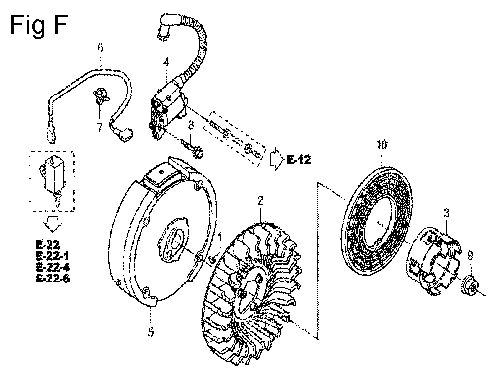Fig-6 Diagram and Parts List for GC190A Type QHPA Honda Engine