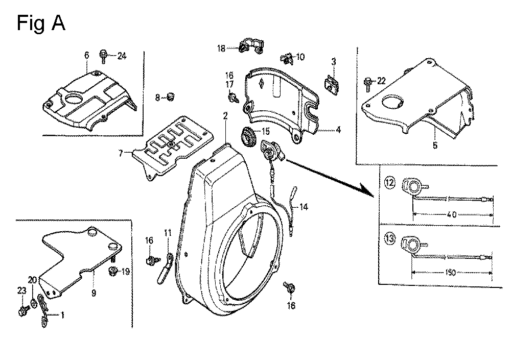 Fig-1 Diagram and Parts List for G100K1 Type ST Honda Engine