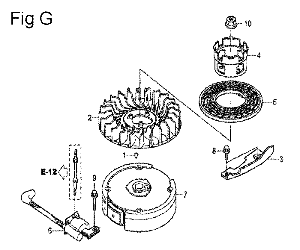 Fig-7 Diagram and Parts List for GSV190LA Type GBH Honda Engine