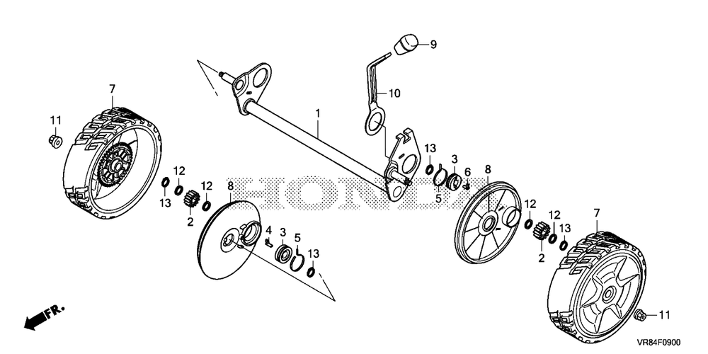 Rear Wheel Diagram and Parts List for HRN216 (Type  VYAA)(MANA-1000001 - 9999999) Honda Lawn Mower