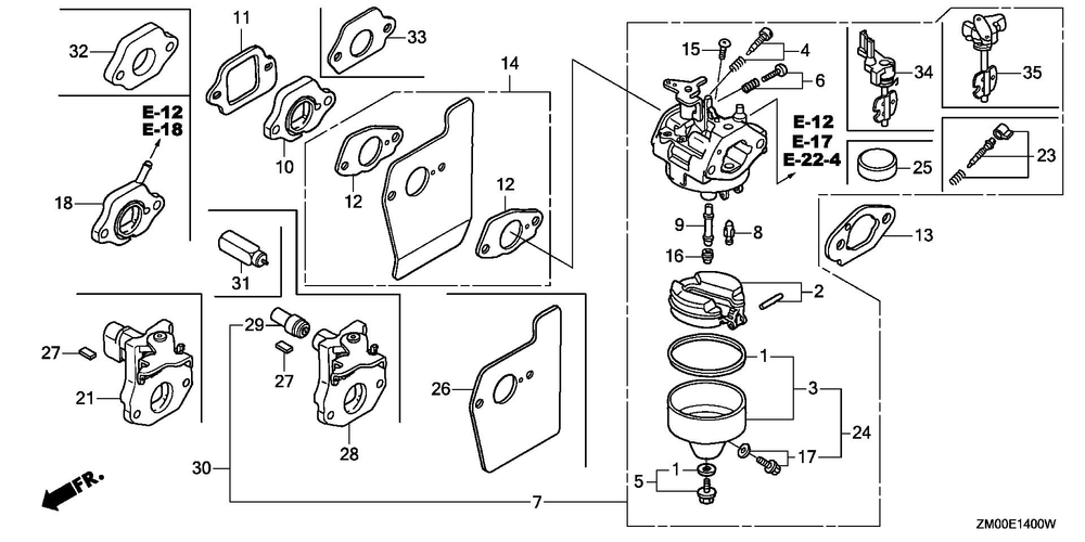 Carburetor Diagram and Parts List for GCV160LA1 (Type N5AF/A)(GJATA-2000001-9999999) Honda Engine