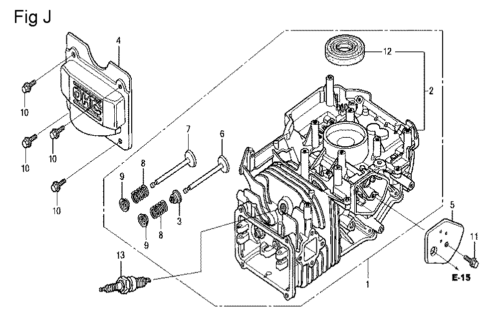 Fig-10 Diagram and Parts List for GCV160LA Type N5MF Honda Engine