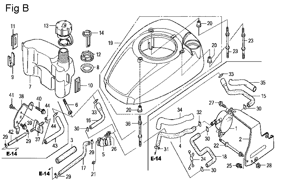 Fig-2 Diagram and Parts List for GCV160LA Type A1AF Honda Engine