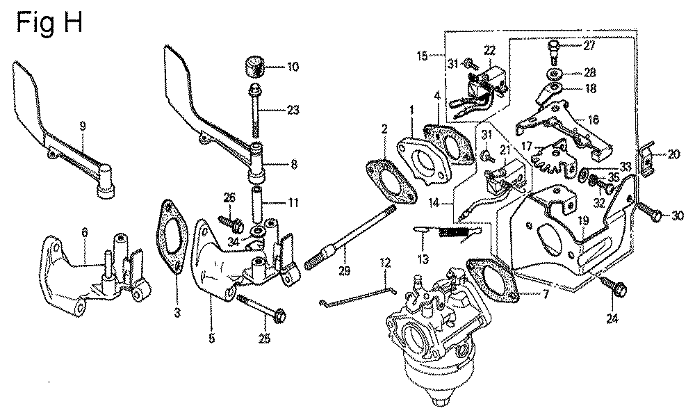 Fig-8 Diagram and Parts List for GV150K1 Type SMA Honda Engine