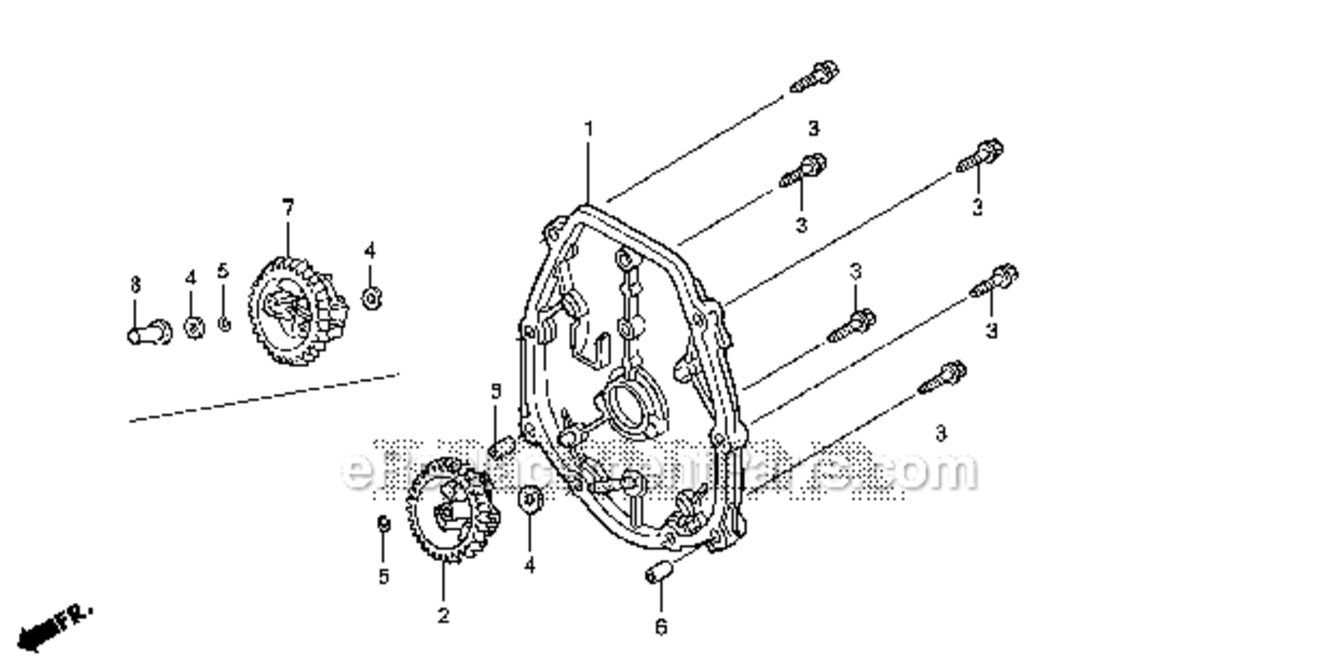 Crankcase Cover Diagram and Parts List for EU1000I A2A Honda Generator