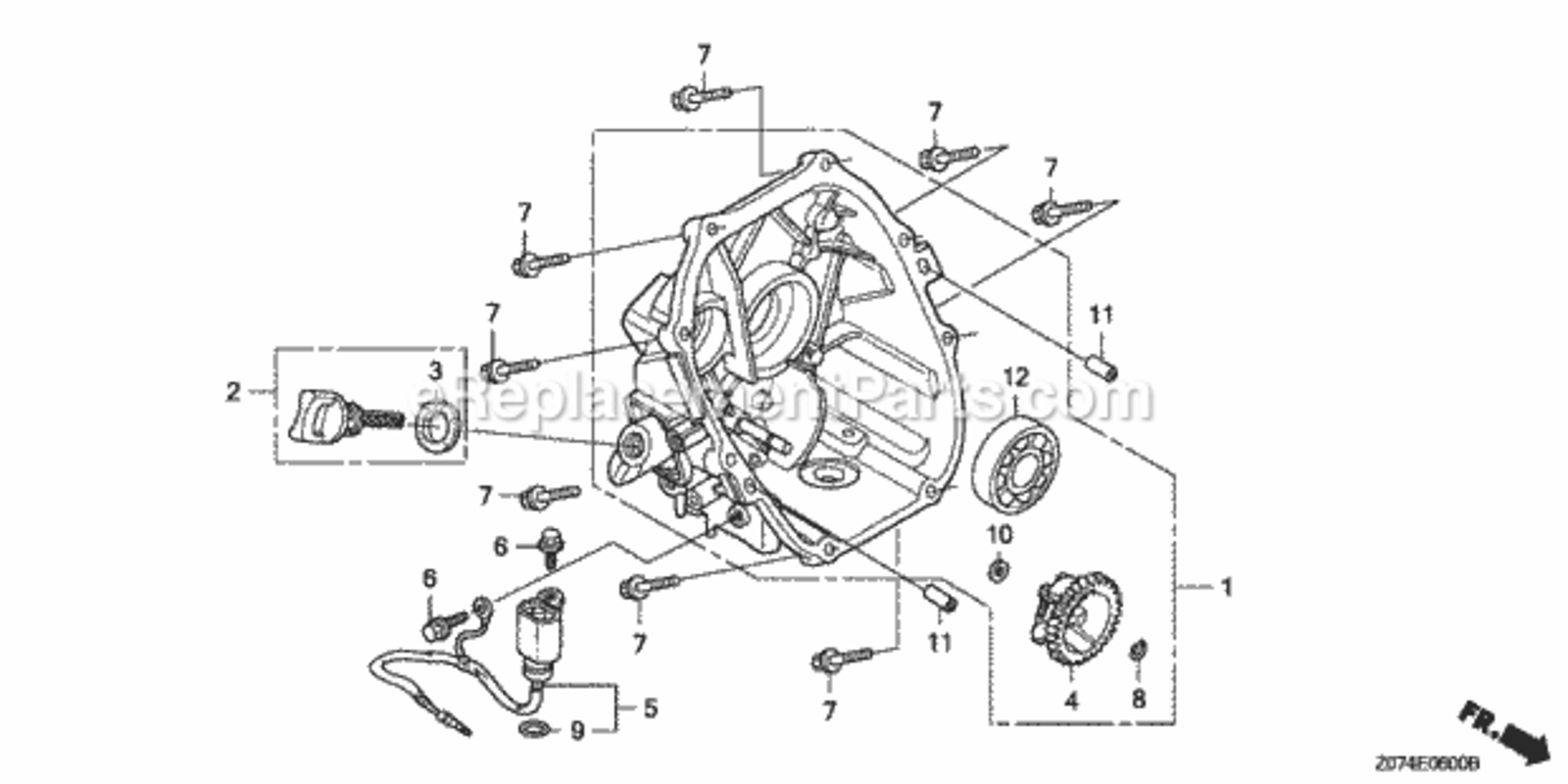Crankcase Cover Diagram and Parts List for EU2000IK1 AC1 Honda Generator