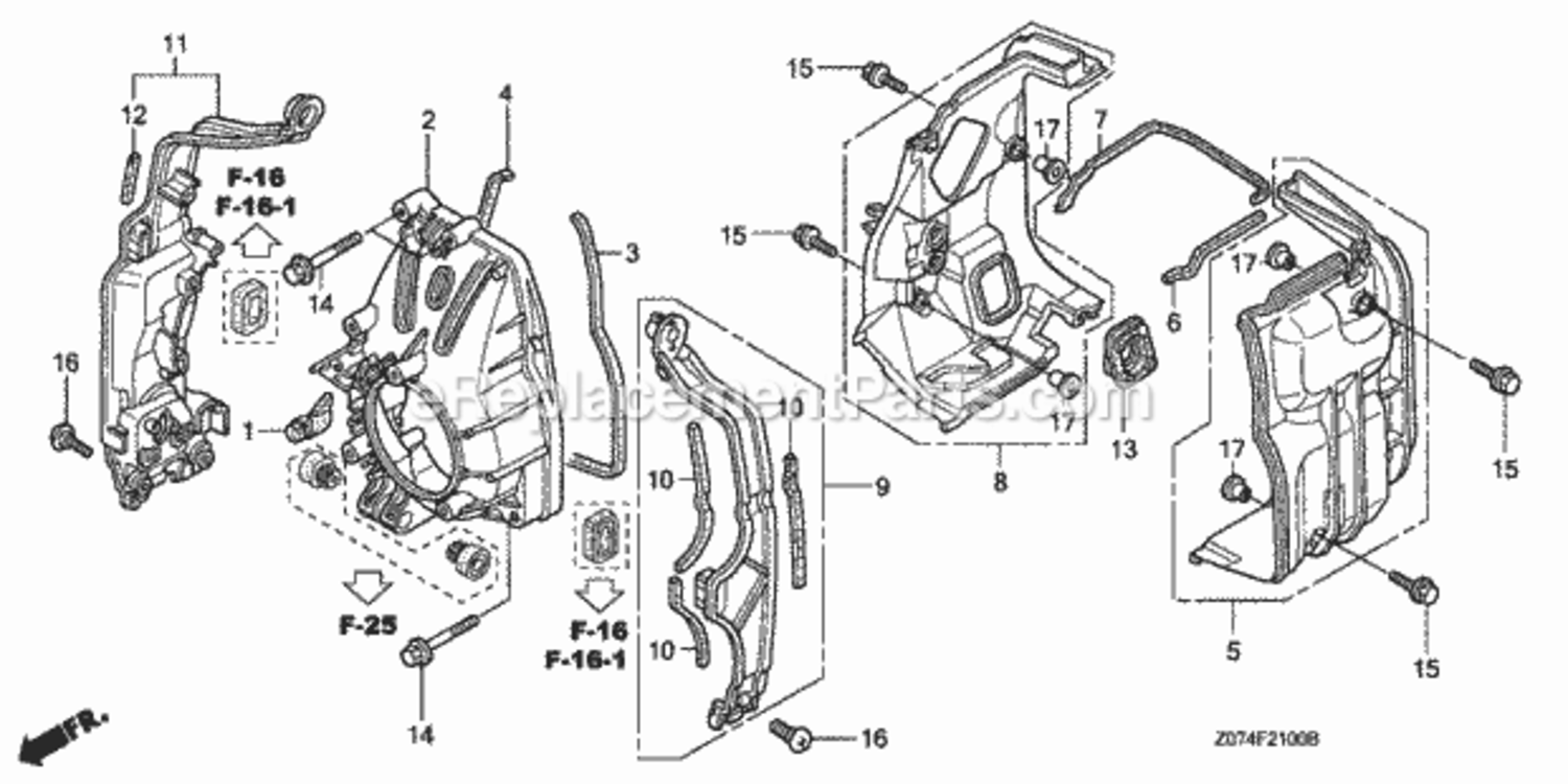 Fan Cover  Shroud Diagram and Parts List for EU2000IK1 AC2 Honda Generator