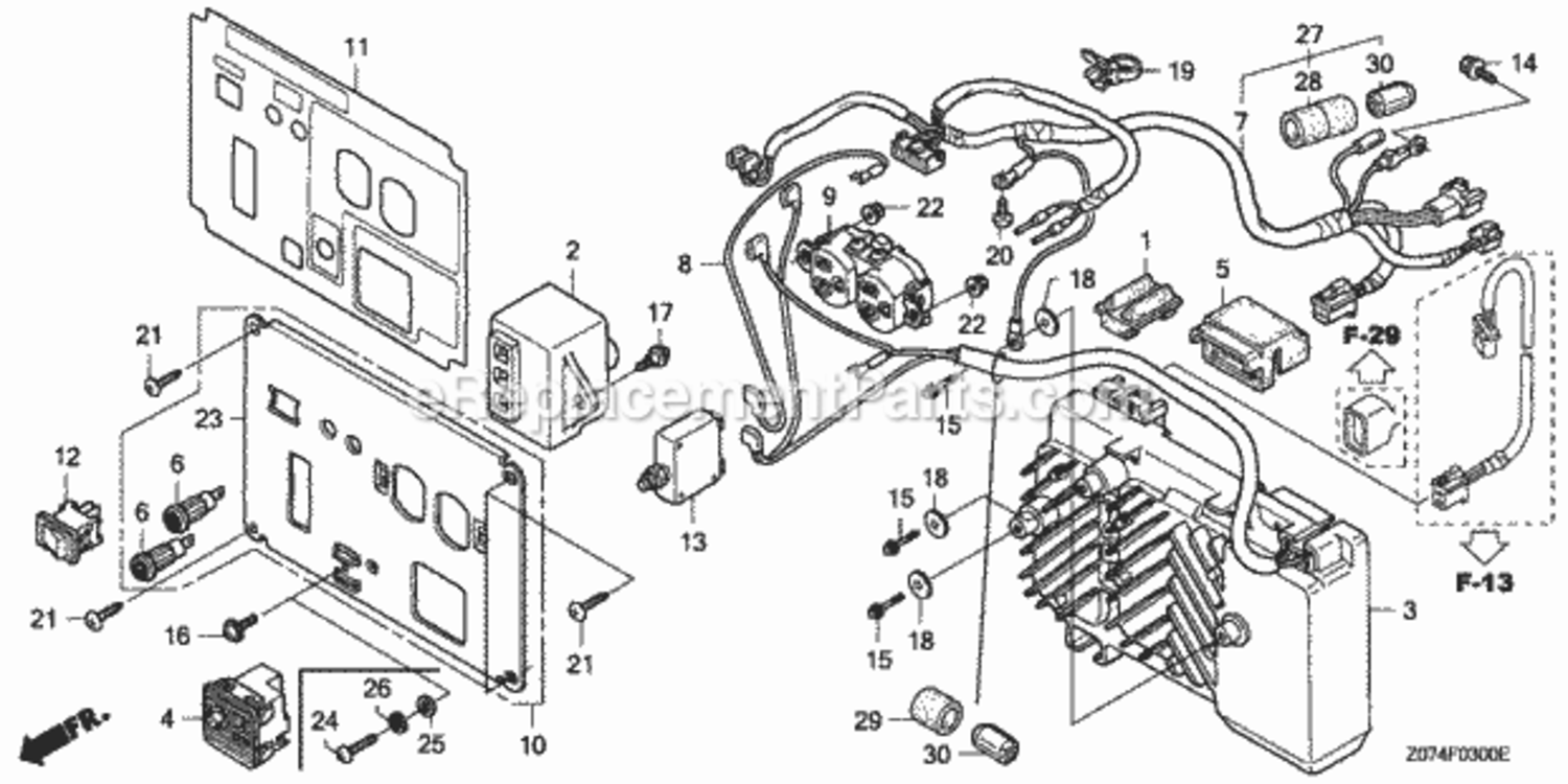 Control Panel (Eu2000I) (AAcAc2AnAn2C2C2Cm) Diagram and Parts List for EU2000I A Honda Generator