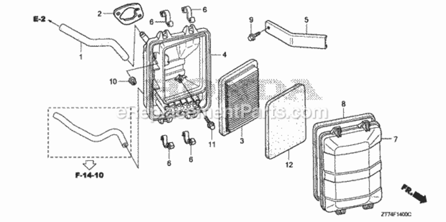 Air Cleaner Diagram and Parts List for EU3000IS1 A Honda Generator