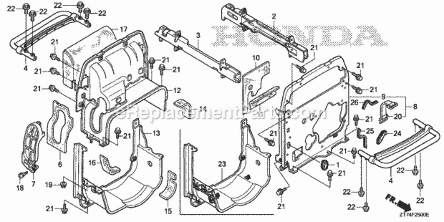 Frame Diagram and Parts List for EU3000IS1 A Honda Generator