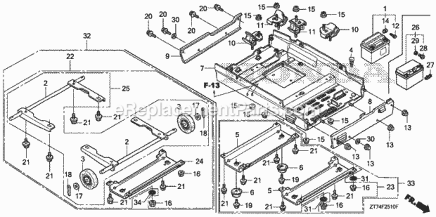 Lower Cover Diagram and Parts List for EU3000IS1 A Honda Generator